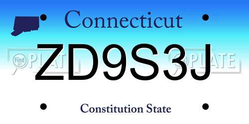 ZD9S3J Connecticut License Plate