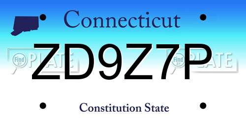 ZD9Z7P Connecticut License Plate