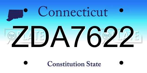 ZDA7622 Connecticut License Plate