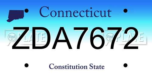 ZDA7672 Connecticut License Plate