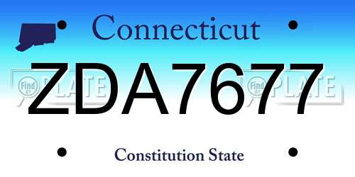 ZDA7677 Connecticut License Plate