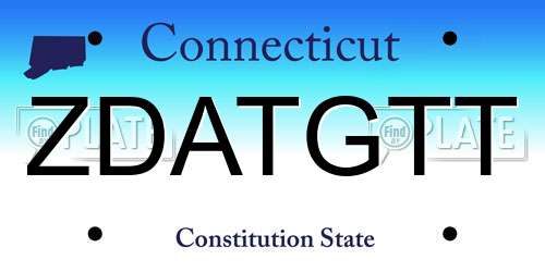 ZDATGTT Connecticut License Plate
