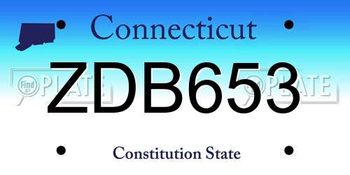 ZDB653 Connecticut License Plate