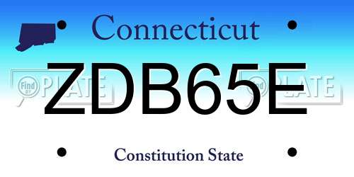 ZDB65E Connecticut License Plate