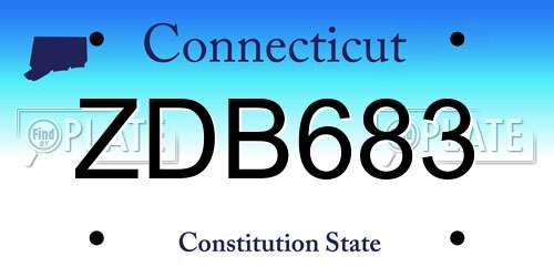 ZDB683 Connecticut License Plate