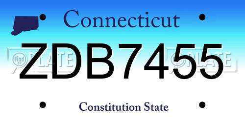 ZDB7455 Connecticut License Plate