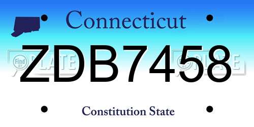 ZDB7458 Connecticut License Plate