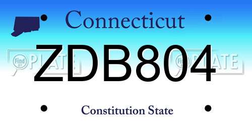 ZDB804 Connecticut License Plate