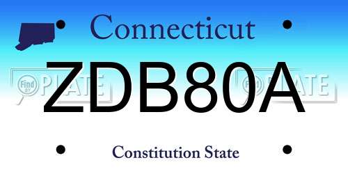 ZDB80A Connecticut License Plate