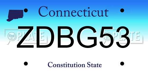ZDBG53 Connecticut License Plate