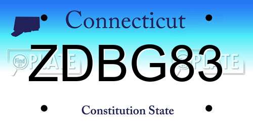 ZDBG83 Connecticut License Plate