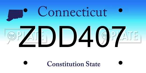 ZDD407 Connecticut License Plate
