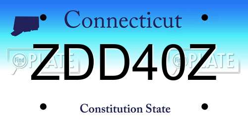 ZDD40Z Connecticut License Plate