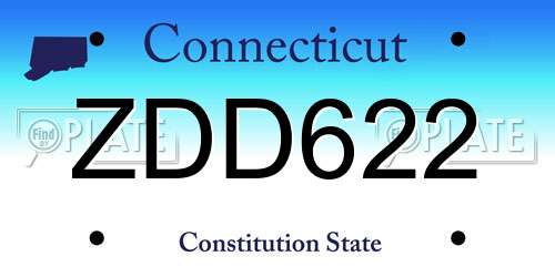 ZDD622 Connecticut License Plate