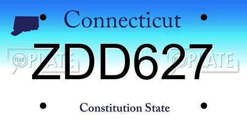 ZDD627 Connecticut License Plate