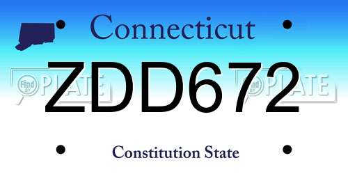 ZDD672 Connecticut License Plate