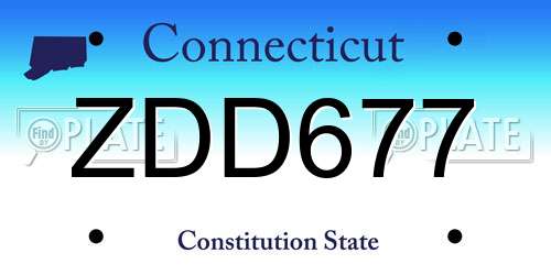 ZDD677 Connecticut License Plate