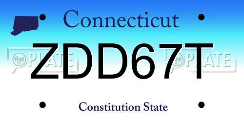 ZDD67T Connecticut License Plate