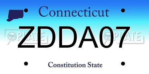 ZDDA07 Connecticut License Plate