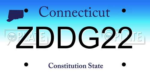 ZDDG22 Connecticut License Plate