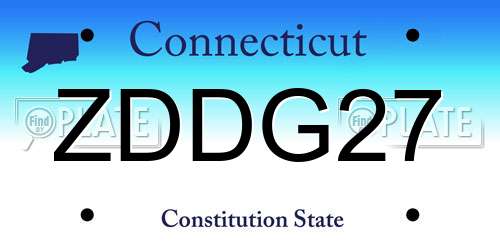 ZDDG27 Connecticut License Plate
