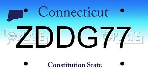 ZDDG77 Connecticut License Plate