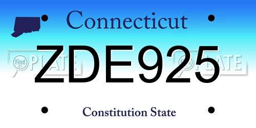 ZDE925 Connecticut License Plate