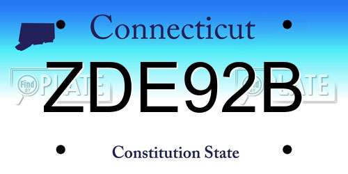 ZDE92B Connecticut License Plate