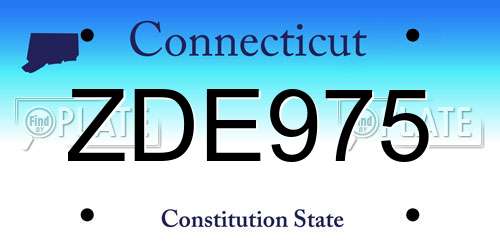 ZDE975 Connecticut License Plate
