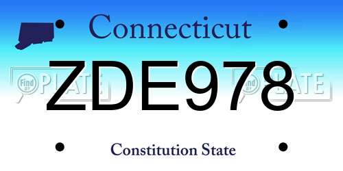 ZDE978 Connecticut License Plate