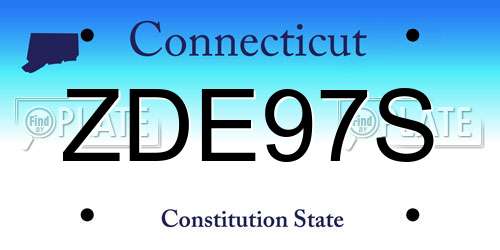 ZDE97S Connecticut License Plate