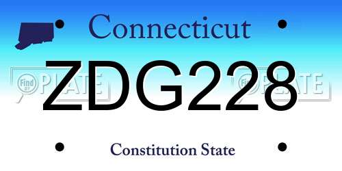ZDG228 Connecticut License Plate