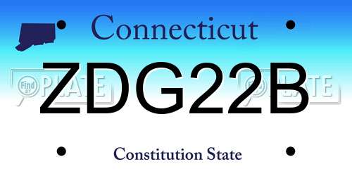 ZDG22B Connecticut License Plate