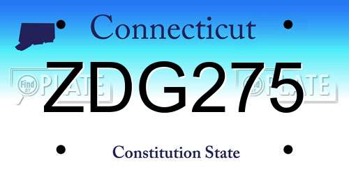 ZDG275 Connecticut License Plate