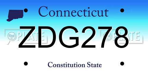 ZDG278 Connecticut License Plate