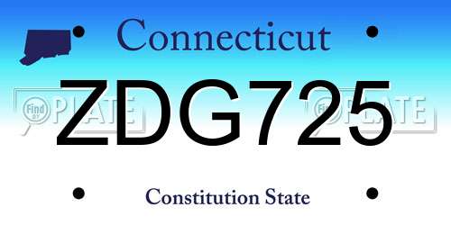 ZDG725 Connecticut License Plate