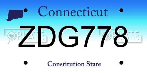 ZDG778 Connecticut License Plate
