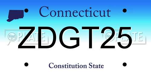 ZDGT25 Connecticut License Plate