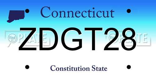 ZDGT28 Connecticut License Plate