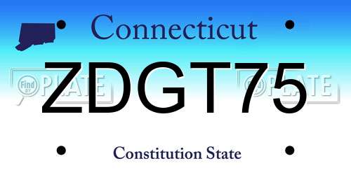 ZDGT75 Connecticut License Plate