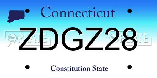 ZDGZ28 Connecticut License Plate