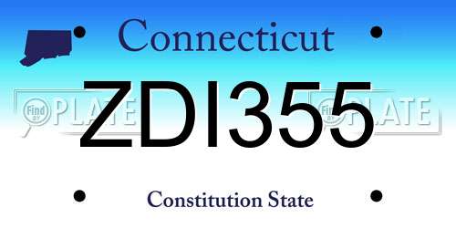 ZDI355 Connecticut License Plate