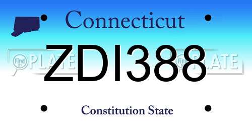 ZDI388 Connecticut License Plate