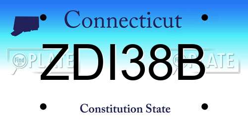 ZDI38B Connecticut License Plate