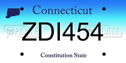 ZDI454 Connecticut License Plate