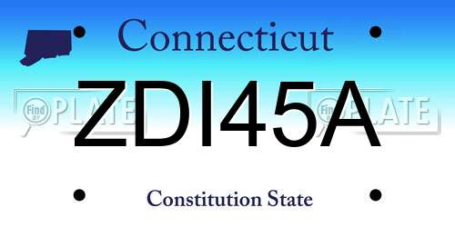ZDI45A Connecticut License Plate