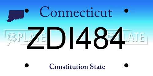 ZDI484 Connecticut License Plate