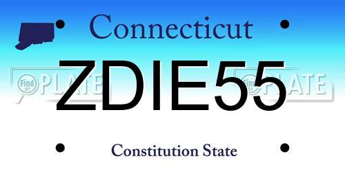 ZDIE55 Connecticut License Plate