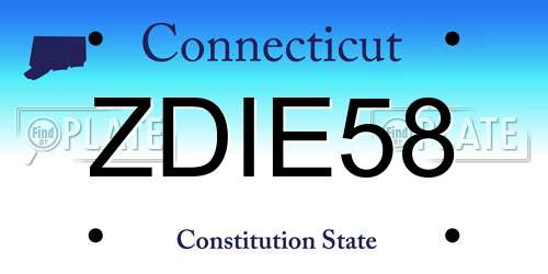 ZDIE58 Connecticut License Plate