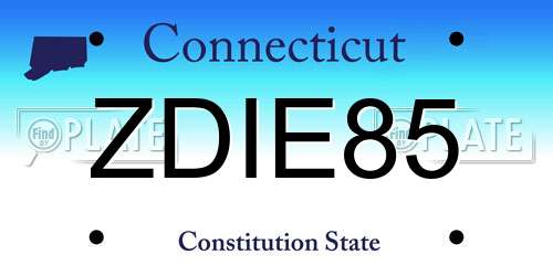 ZDIE85 Connecticut License Plate
